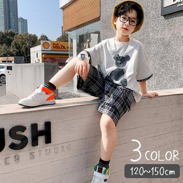 子供服 キッズ 男の子 セットアップ 上下セット トップス ボトムス パンツ Tシャツ 半袖 半ズボ