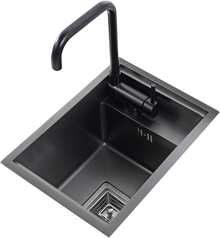 キッチンシンク ブラックバーミニシンク ステンレス製キッチンシンク 小型シングルシンク用サイフォン バルコニー用インビジブルシンク はめ込み式シンク Size : 30