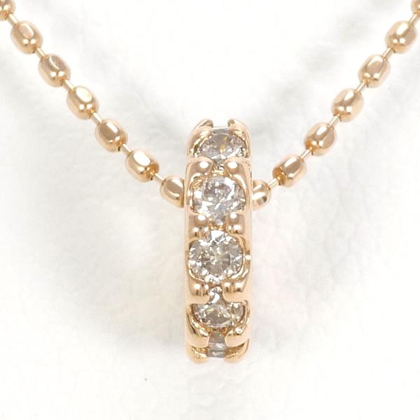 K14PG ネックレス ブラウンダイヤ 0.15 総重量約1.5g 約40cm ジュエリー 中古