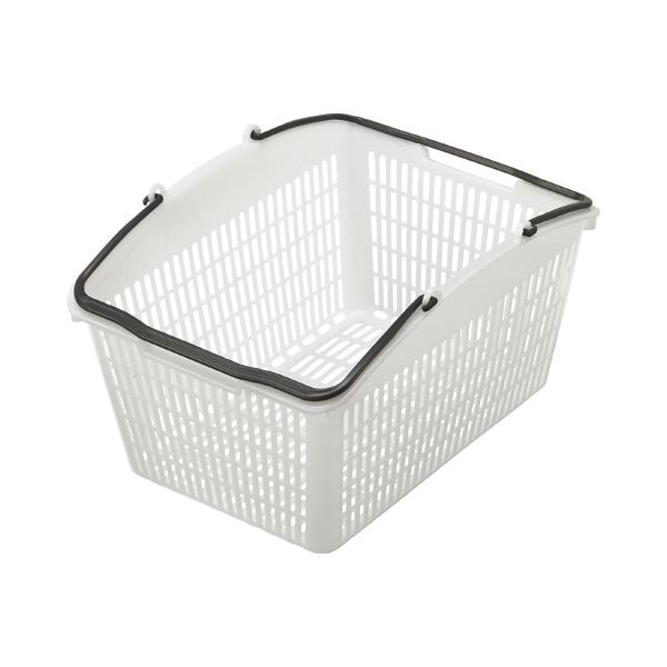 (まとめ) スーパーメイト ショッピングバスケット 16L シロ/グレー PB-16NG 1個 (×10セット)