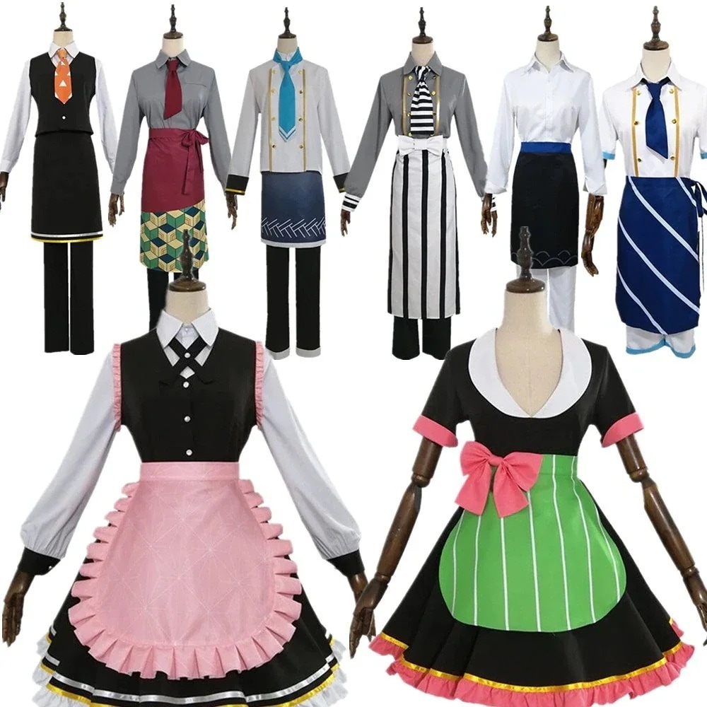 カフェ メイド服 竈門禰豆子 我妻善逸 伊黒小芭内 冨岡義勇 甘露寺蜜璃 時透無一郎 コスプレ衣装期間限定30％