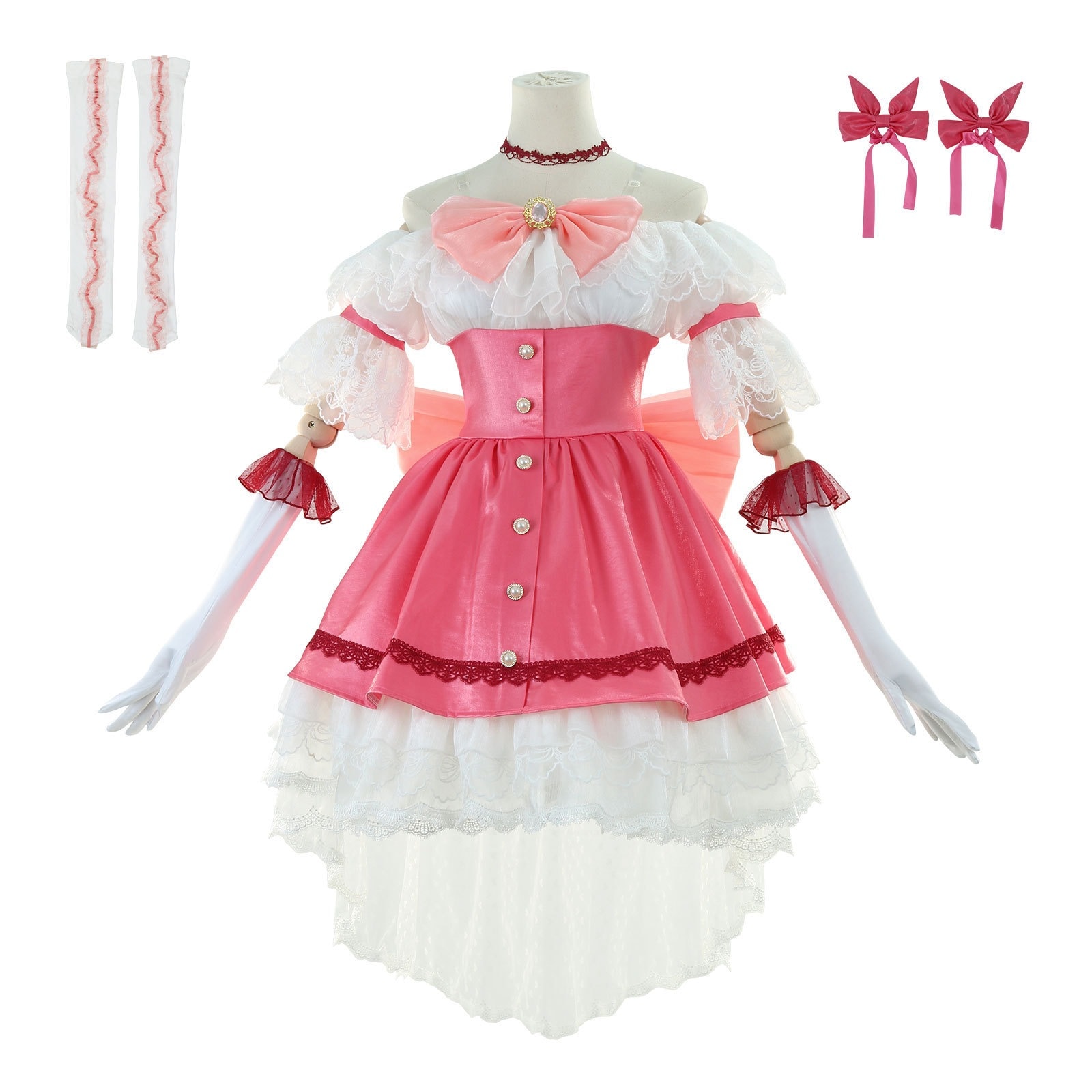 魔法少女まどかcos服魔女夜回天cos服鹿目円ピンクドレスコスプレ服