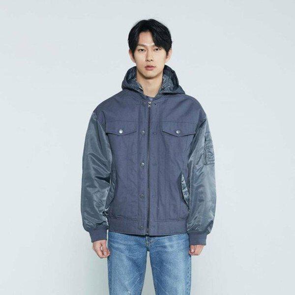 メンズコットンカラーブロックアウトポケットジャンパー(B231JP340P)_BP