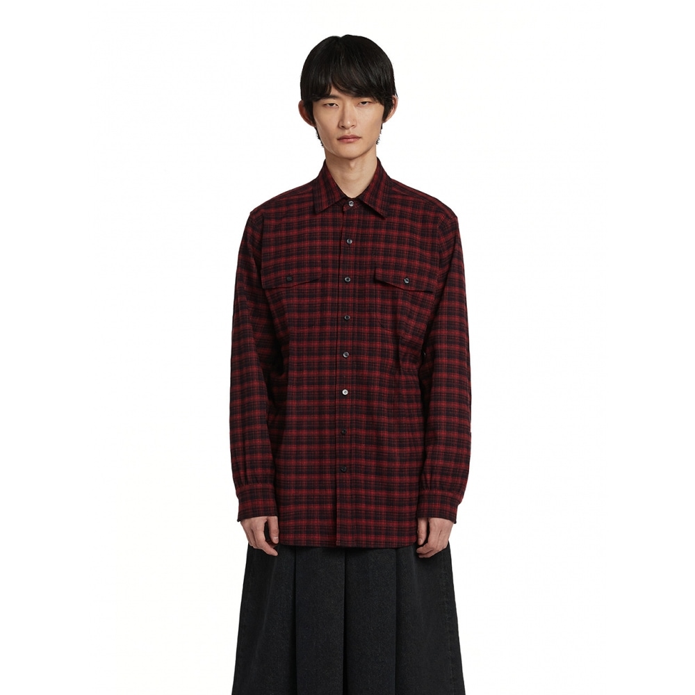 トランクプロジェクトピンタックチェックシャツレッド