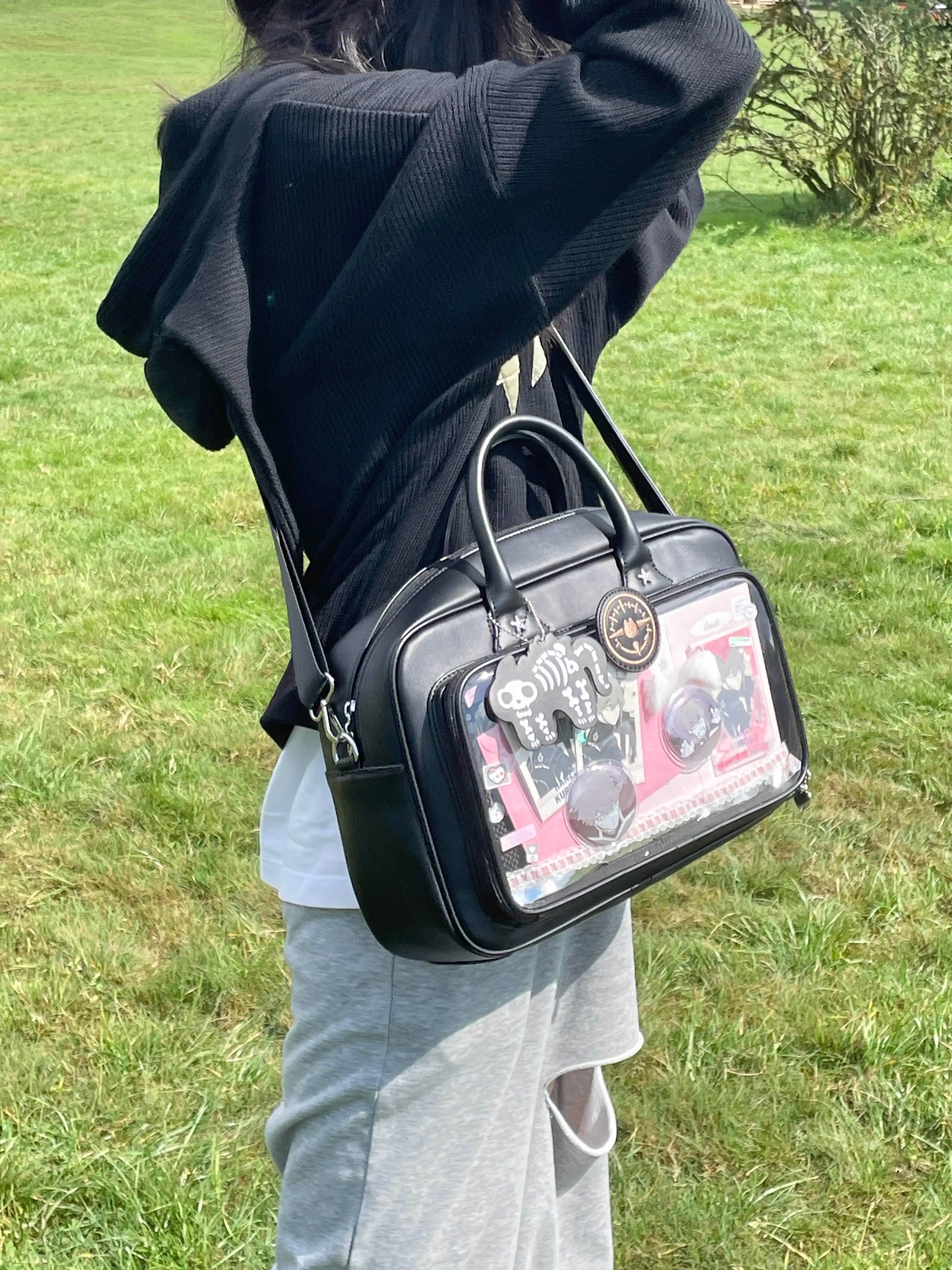 痛バッグ 痛バ 58mm 75mm 缶バッジ痛バ レディース ショルダーバッグ 推し活 ランドセル ポケットたくさん 韓国風 人気 通勤通学 トートバッグ 斜めかけ ハンドバッグ 大容量