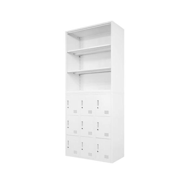 法人限定 Netforce FH-N9-2-W-WH ホワイト FACILE 書庫 2台セット オープン書庫 1台 9人用ロッカー 1台 スチール製 メーカー直送