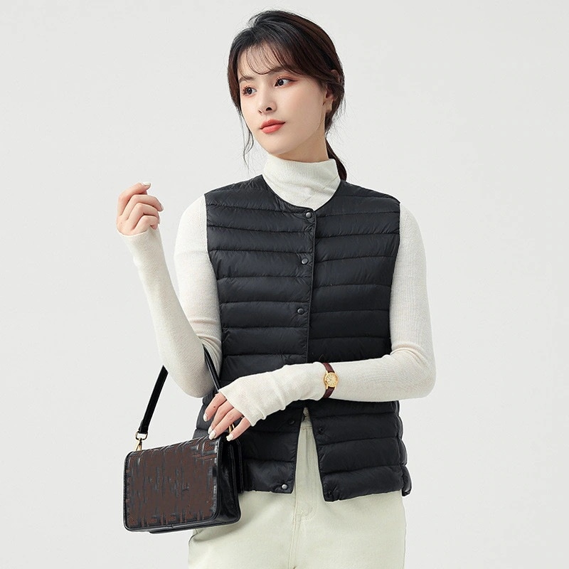 超目玉品インナーダウンベストレディース秋冬中綿アウターダウンベストノーカラーライトアウター今日は30パーセント