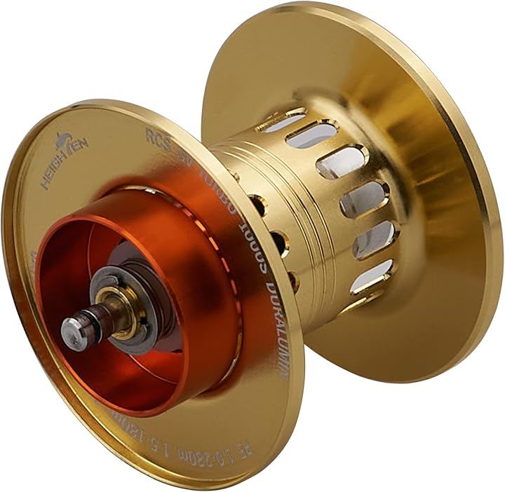 リール スプール 深溝 PEライン専用 2段階可動 ダイワ DAIWA ベイトリール 替えスプール ベアリング付き (NMBステンレスベアリング内蔵 - ゴールド, 1000)