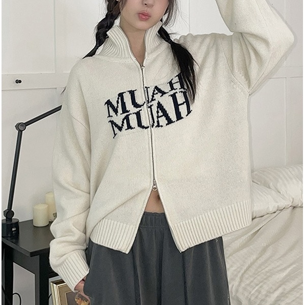 LAMBSWOOL JACQUARD KINT ZIPUP