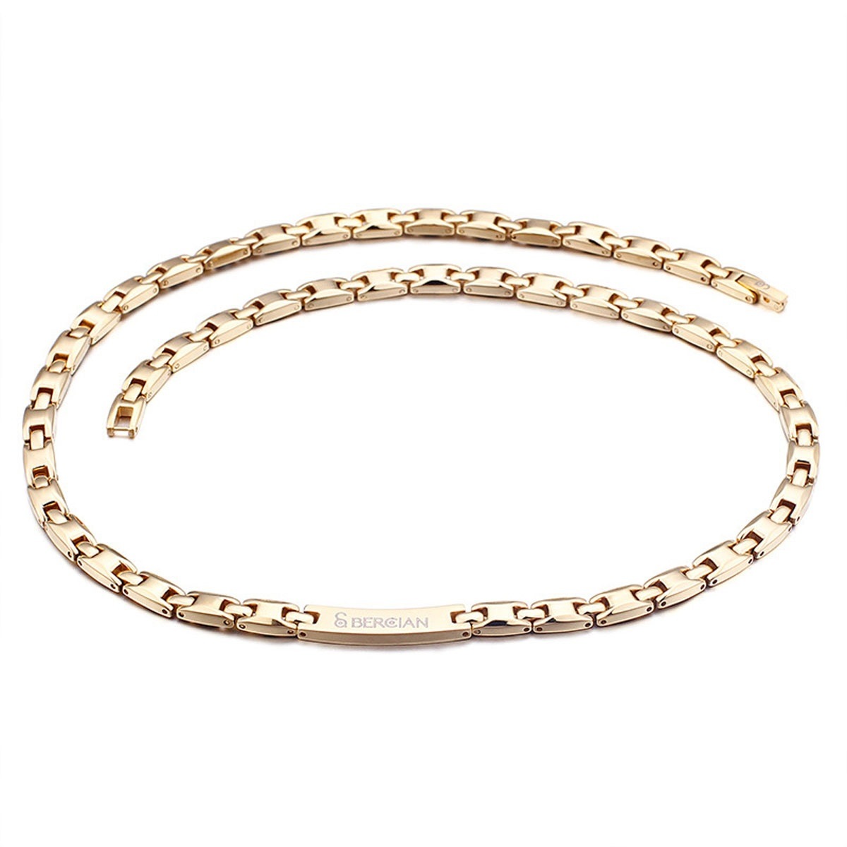 PW 高級ゲルマナイト SUS316L製 18Kゴールド金 シルバー銀 上品 シンプル ネックレス / 長さ535mm 幅6mm ネックレス[ラッピング対応][日本未発売 人気デザイン アクセサリー