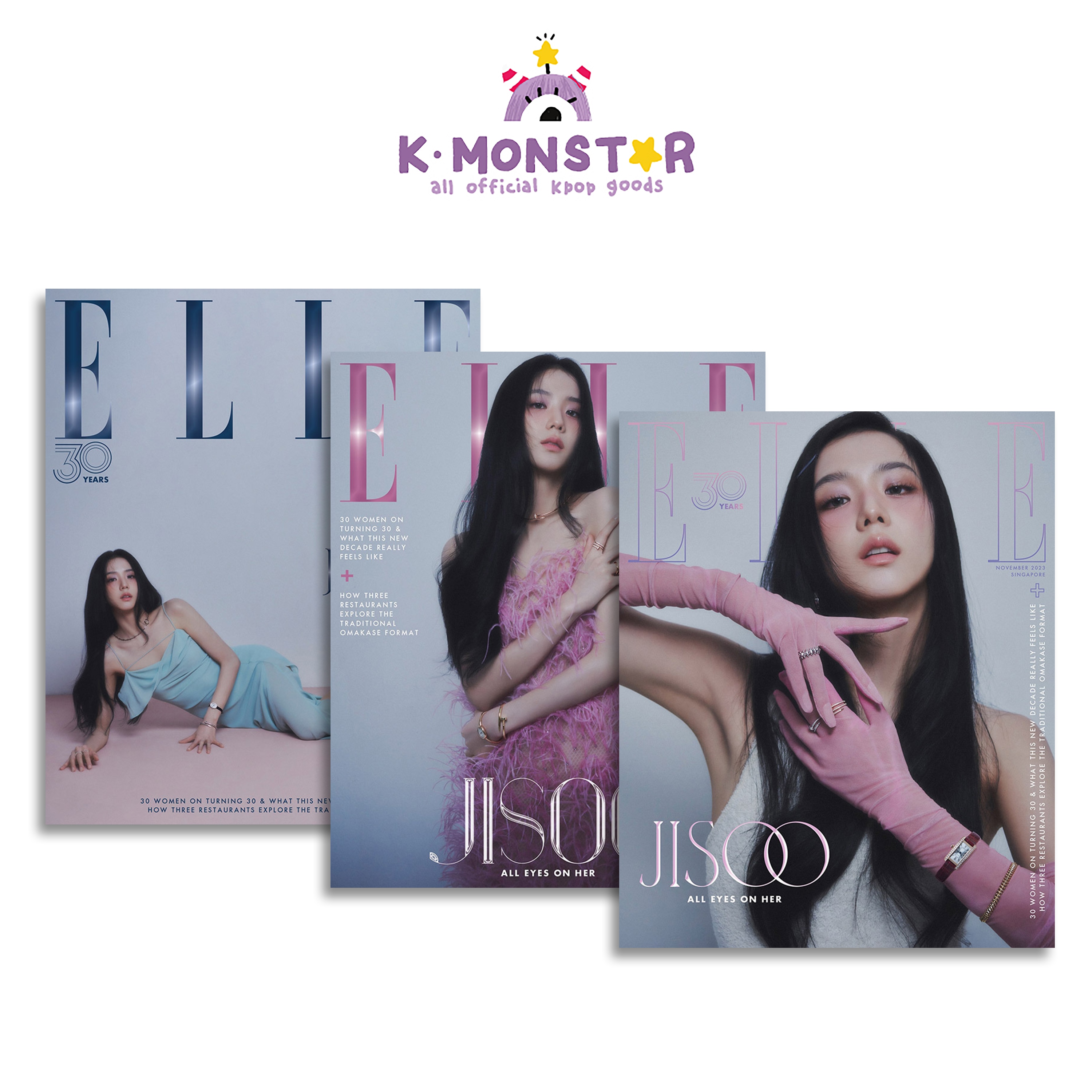 [和訳付き]ELLE SIngapore 3種SET 2023年 11月号 BLACKPINK JISOO