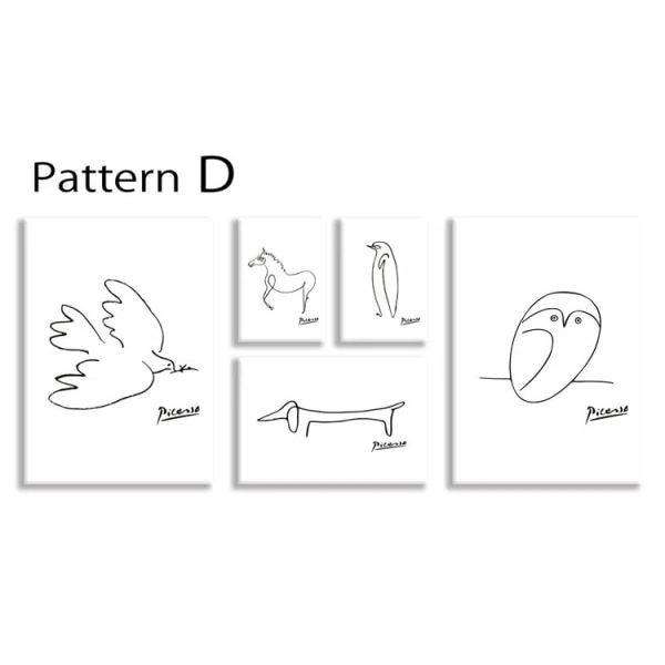 アートパネル パブロ・ピカソ 動物 ドローイング キャンバス 壁掛け 絵画 北欧 モダン おしゃれ Pablo Picasso patternD 5枚セット