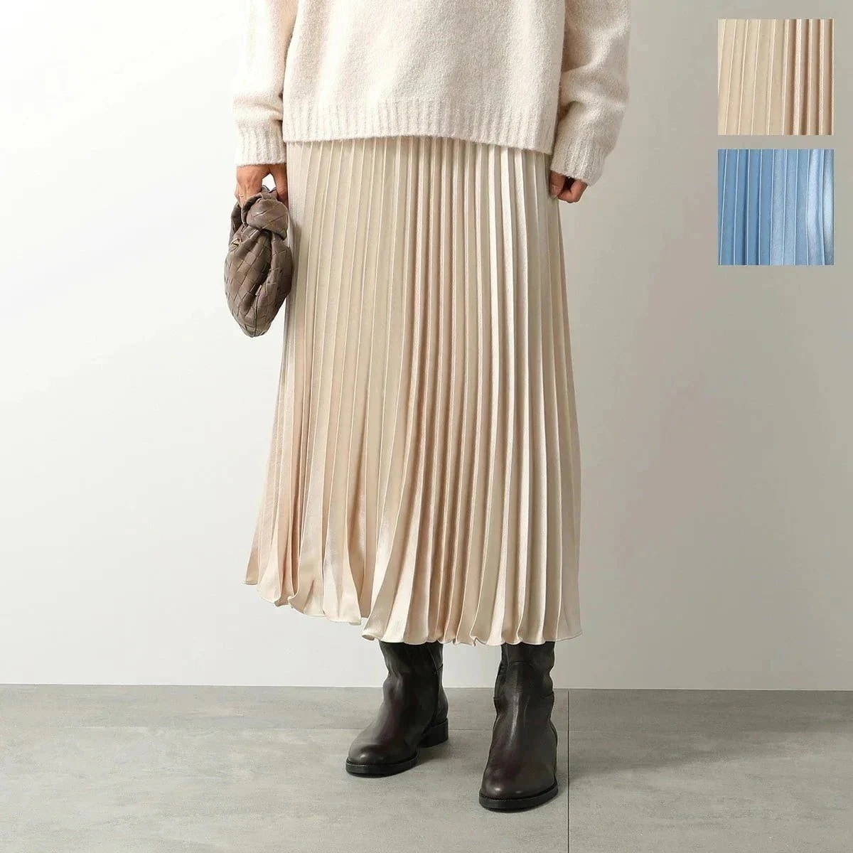 MAX MARA Weekend マックスマーラ ウィークエンド プリーツスカート GAVINO ガヴィーノ サテン ロングスカート フレア カラー2色 【mega】