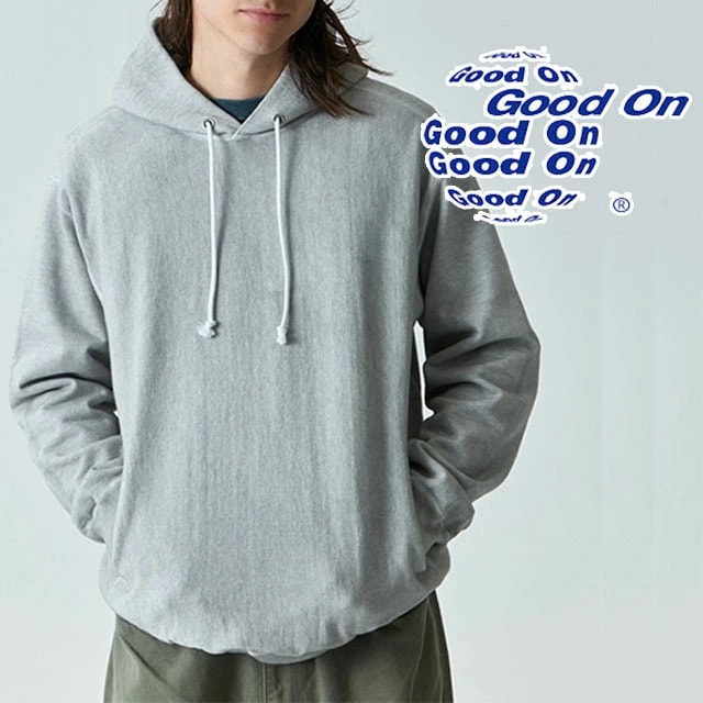 グッドオン ヘビープルオーバーフードスウェット メンズ GOBW1913 パーカー トップス フーディ プルオーバー 無地 カットソー コットン カジュアル 長袖 シンプル 定番 グレー ウェア アパ