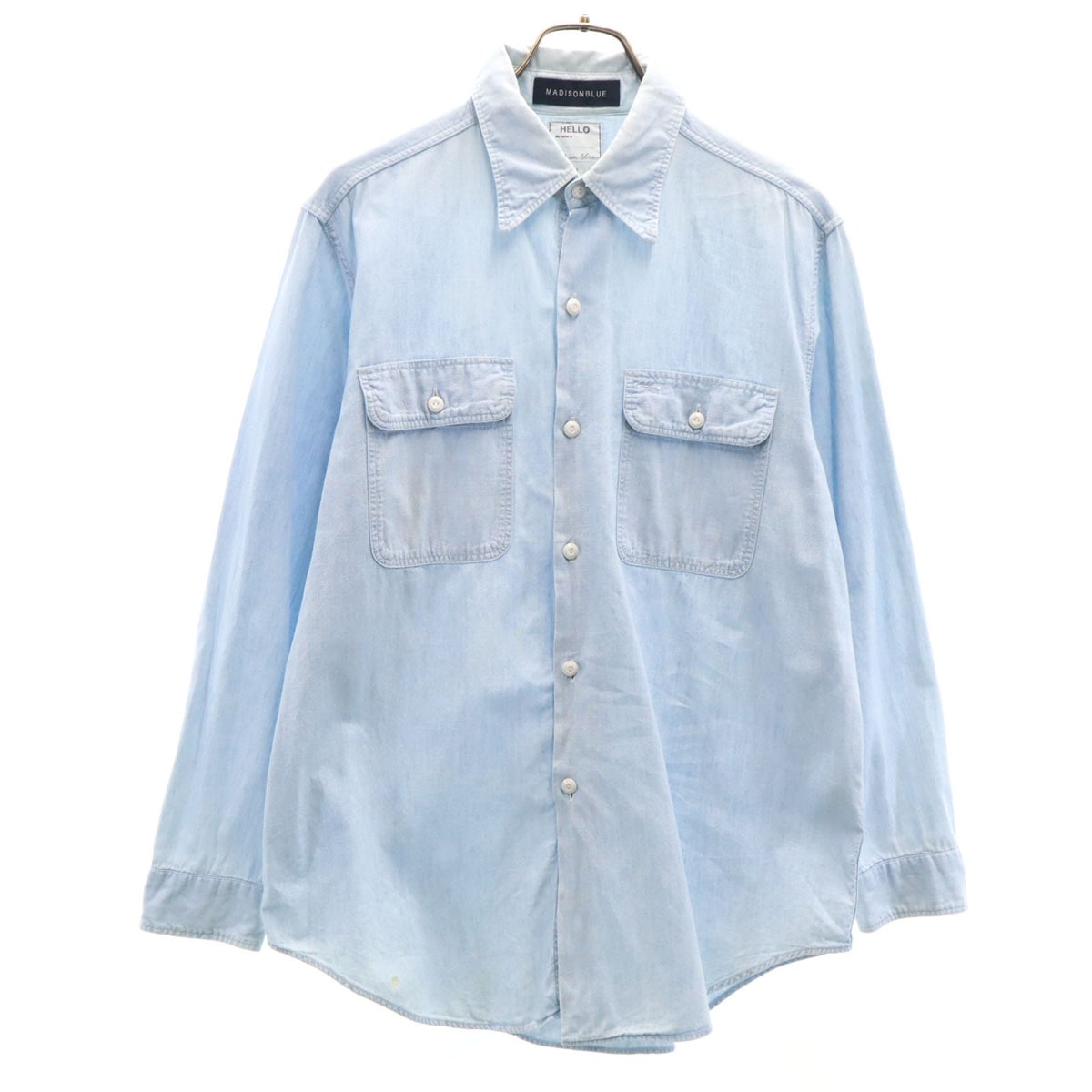 MADISON BLUE マディソンブルー 日本製 長袖 コットンシャツ 1 ブルー メンズ 古着
