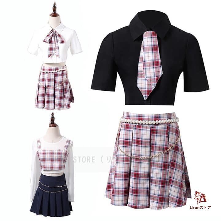 [新品入荷]チェック柄 アイドル衣装 トップス スカート ダンス衣装 大人 レディース セットアップ チアガール JK へそ出し 韓国風 ジャズ ヒップホップ ステージ衣装 ダン