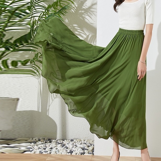 ロング丈スカート シフォンロングスカート Aラインスカート カラバリエーション豊富 カジュアルロングスカート スカート ボトムス ロングスカート フレアスカート ロング ロング丈 マキシ マキシ丈