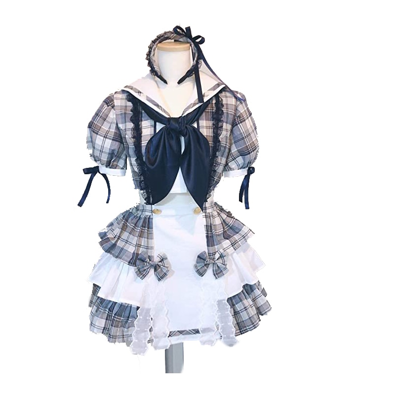 アイドル風な 青チェック コスプレ衣装 変装 仮装