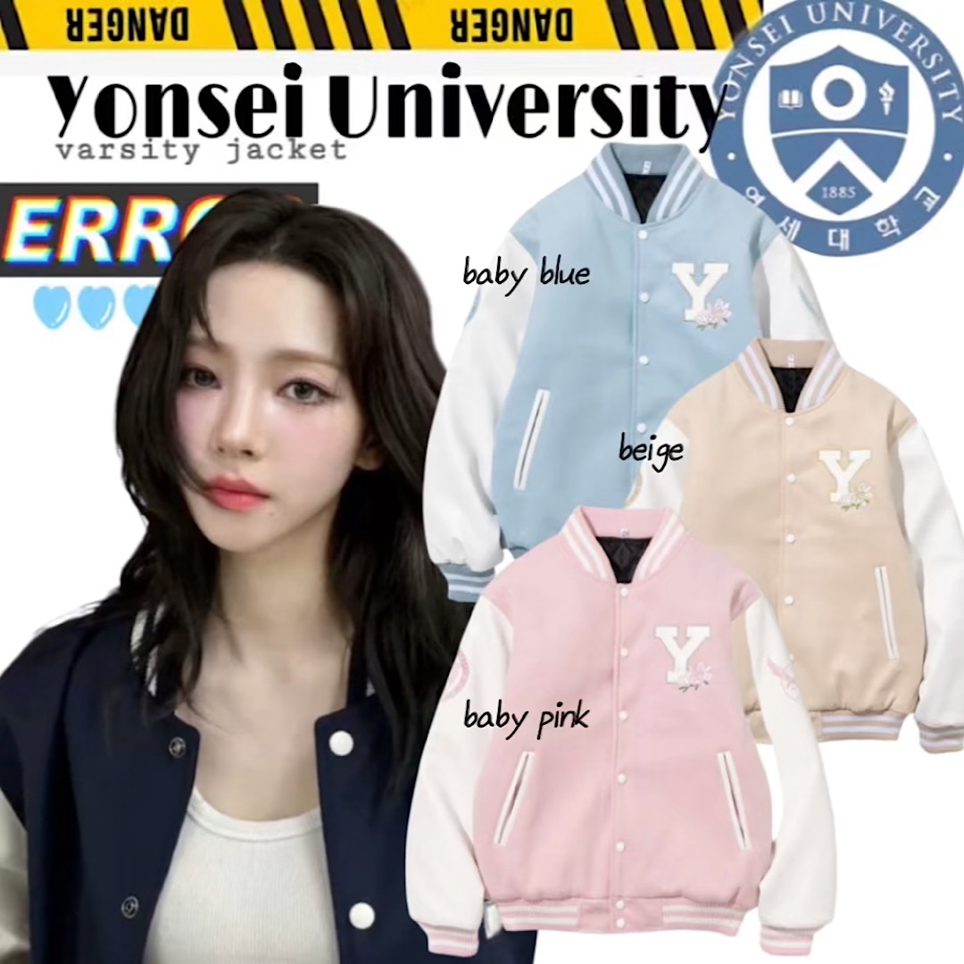 [NEW][Yonsei University]KOREA Varsity jacket (baby blue, baby pink, beige)