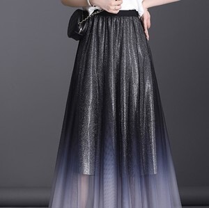 スカート チュールスカート ロング丈 フレア デザイン ウエストゴム 美ライン ニュアンス チュール シフォン かわいい 大人可愛い きれいめ シンプル カジュアル 2タイプ丈 上品 おしゃれ お洒落