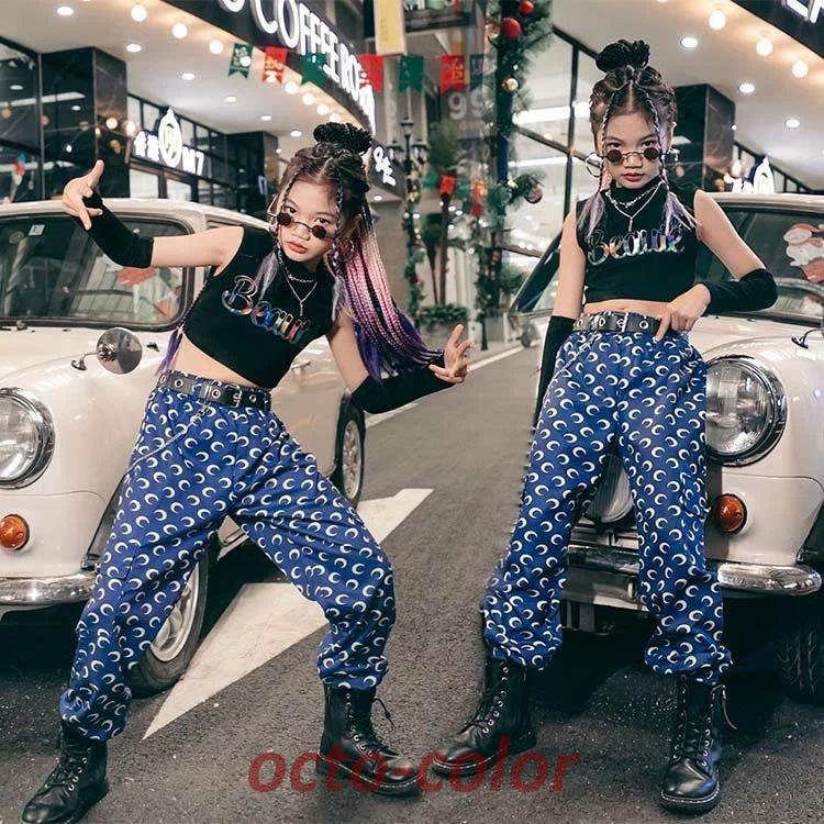 キッズダンス衣装 セットアップ ジャズダンス ヒップホップ タイダイベスト タイダイズボン 派手 男の子 女の子 ステージ衣装 文化祭 学園祭演出服 かっこいい