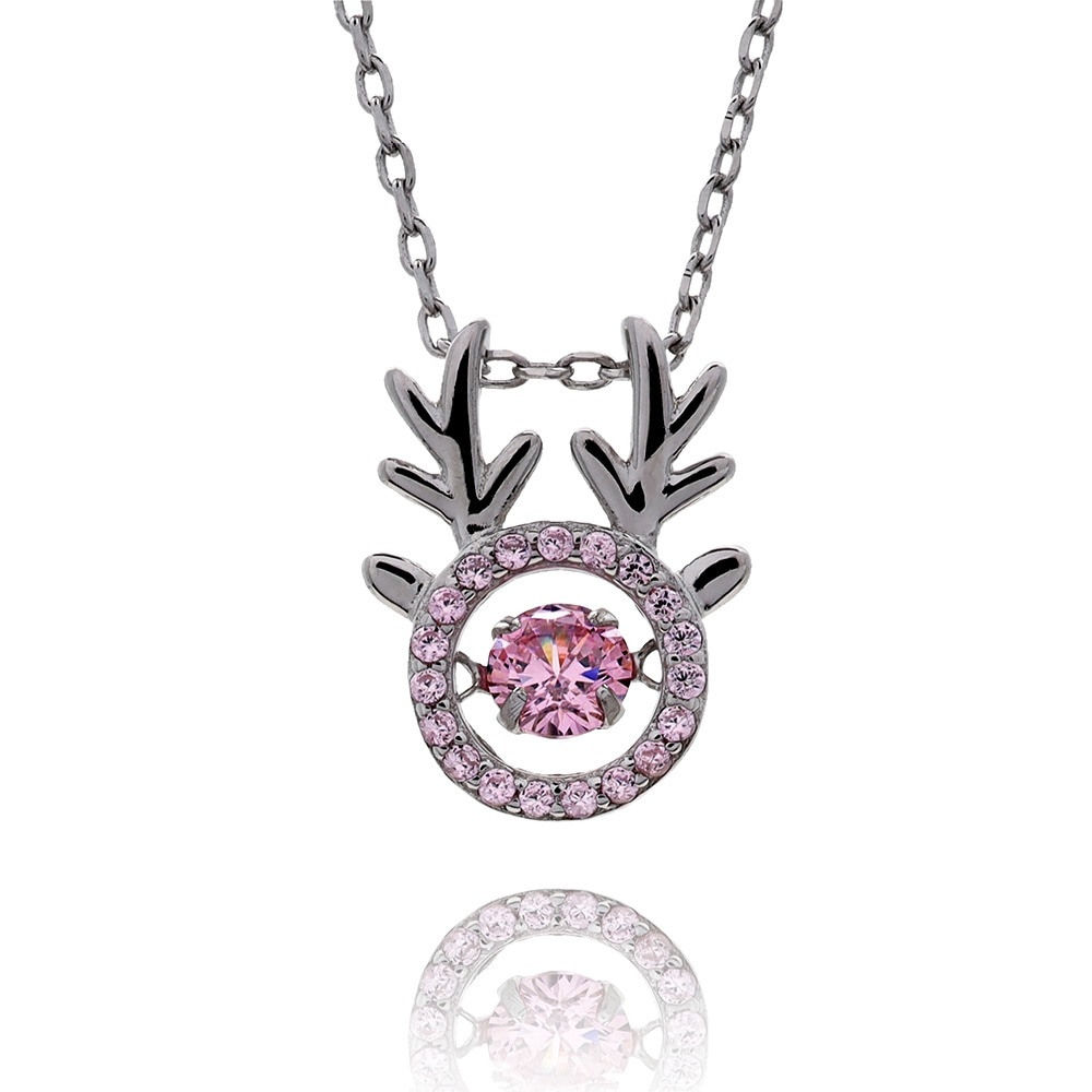 S925 ダンシング トナカイ ネックレス [fhns036-silver]