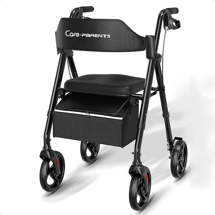 歩行器 四輪 歩行車 シルバーカー アルミ製 折り畳み式 手押し車 高齢者 簡単組立 高さ調節可 1台3役 室内室外兼用 CP-Z21BK(ブラック)