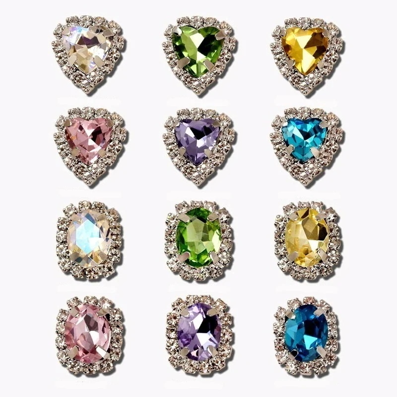 【10点セット】SL4 クリスタル ストーン 大粒 ラインストーン フレーム ネイル メタル パーツ ジェルネイル ネイルパーツ クリスタル ビジュー 多面カット