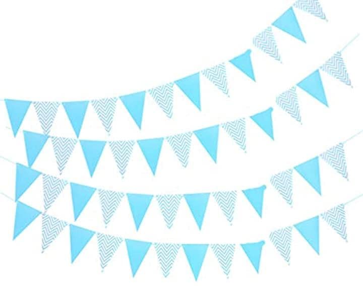 三角 フラッグ 結婚式 パーティ イベント の デコレーション 装飾 飾り付け各々４本セット(ブルー
