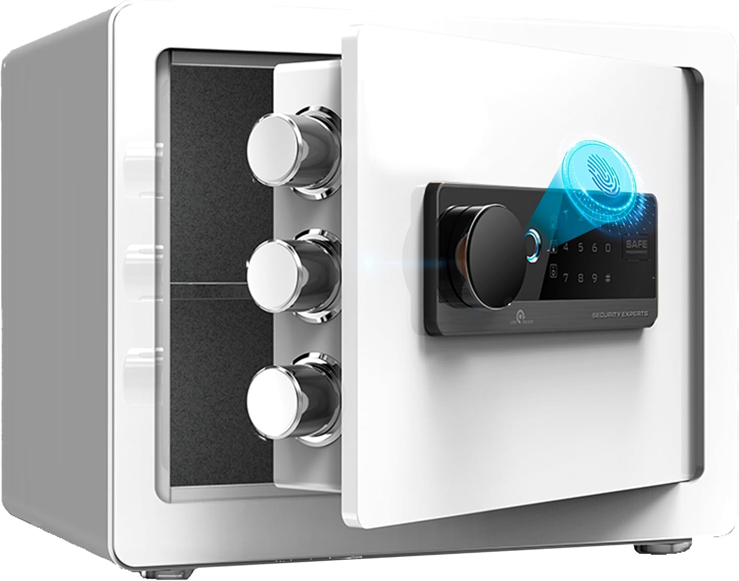 GIRGBE【2024強化版】家庭用 指紋認証 暗証番号 26L 金庫 壁に固定可能 盗難防止 警報アラーム 家庭用金庫 業務用/事務所/ホテル/店用/旅館 防犯金庫 A4 ファイル/宝石/貴重品/現