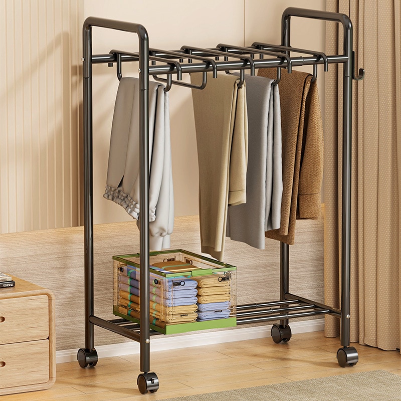 パンツラック移動可能なパンツスカートストレージラック大容量鉄格納式衣服整頓された寝室の床衣服乾燥ラック