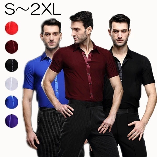 【本日限定】社交ダンス シャツ メンズ トップス モダンドレス 春夏 男性 衣装 競技着 半袖 ラテン ダンスウェア 社交 練習着 ワルツ ルンバ カウボーイ カウボーイダンス 演出【S/M/L/XL