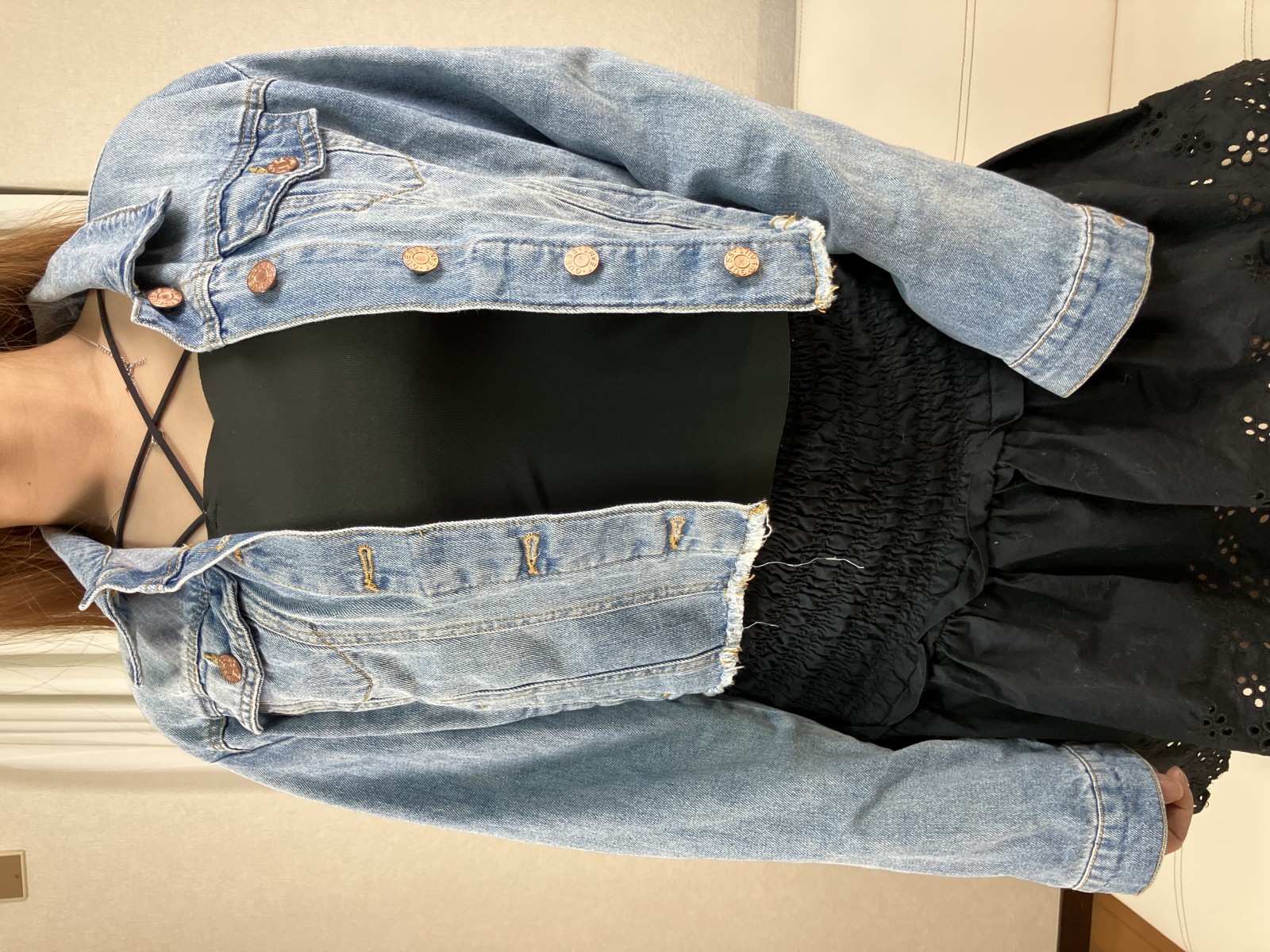 デニムジャケット S クロップド ショート丈 カットオフ レディース