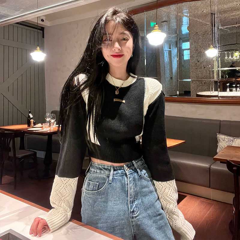 ニット レディース セーター 丸ネック 長袖 オフショルダー トップス カットソー 肩出し セクシー ニットソー カジュアル ファッション 春 秋 冬 フェミニン 普段着 ハイウエスト 日常服 ニット