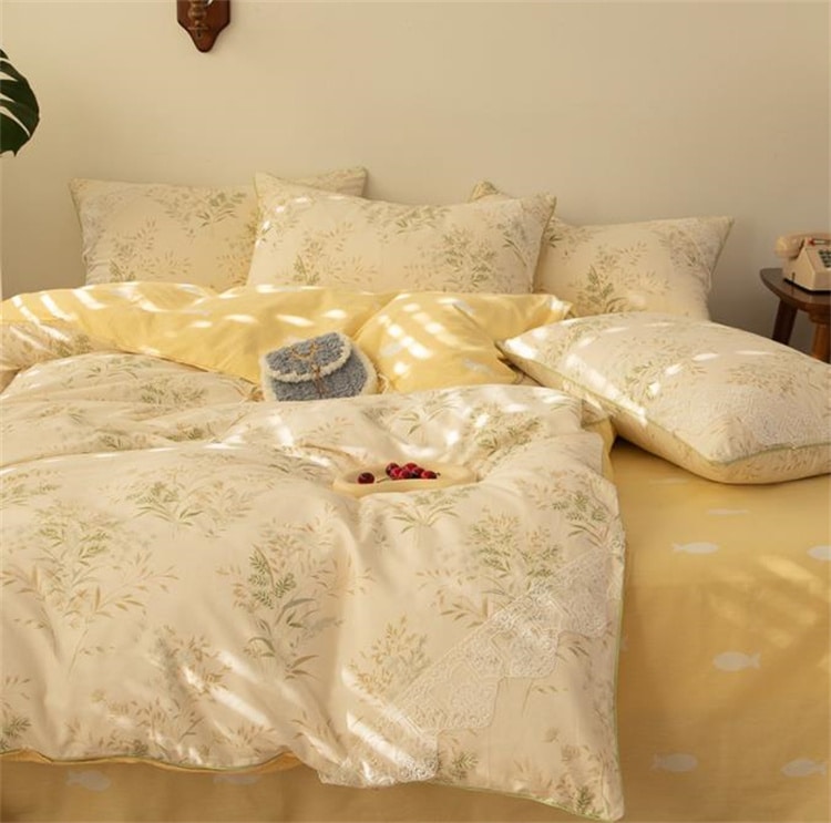 INSスタイル コットン レトロ 4点セット レース シーツ 新品 掛け布団カバー 怠惰な風