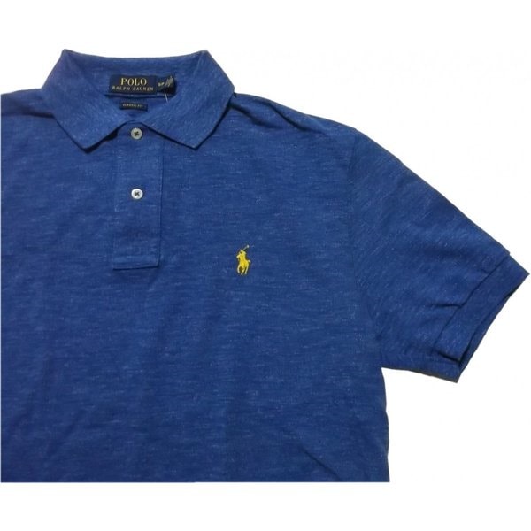 半袖 ワンポイント 鹿の子 ポロシャツ ブルー PR2-350