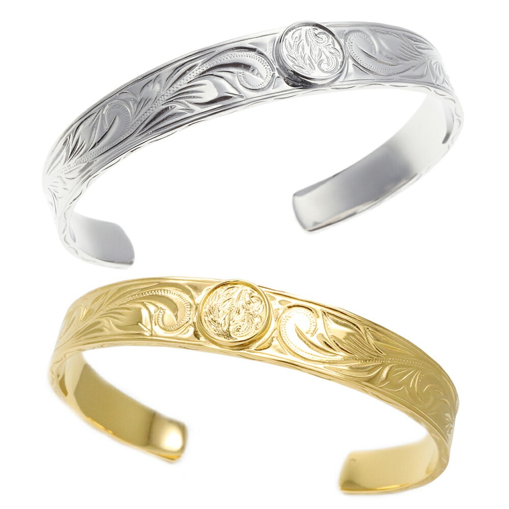 バングル レディース メンズ サージカルステンレス製 ハワイアンジュエリー スクロール