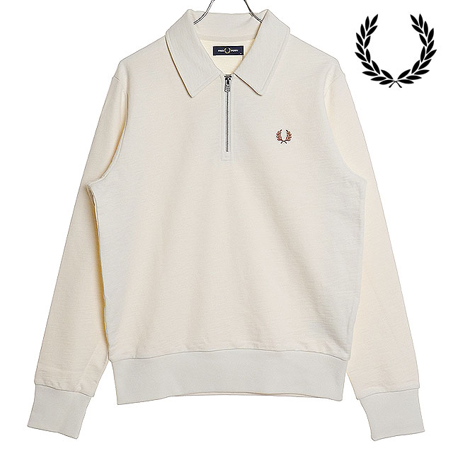 ジップネック カラースウェットシャツ [M6639-560] ZIP NECK COLLAR SWEATSHIRT メンズ 襟付き トレーナー プルオーバー ECRU