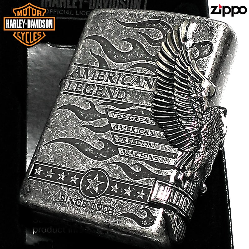 ZIPPO ハーレーダビッドソン ジッポ ライター アンティークシルバー 銀古美 3面大型メタル 鷲 HARLEY-DAVIDSON 日本国内限定モデル かっこいい メンズ ギフト