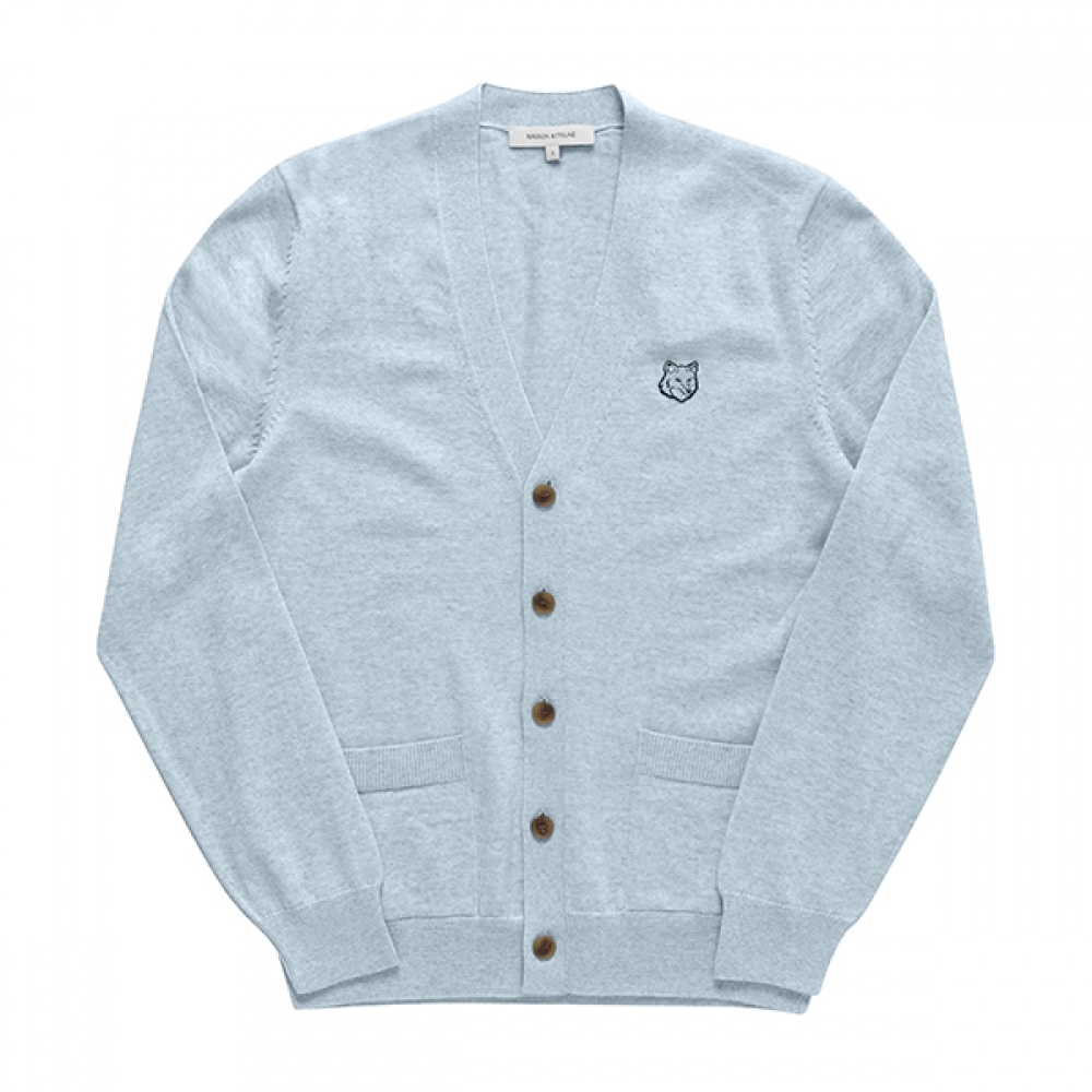 メゾンキツネ MM00509KT1036 H410 ボールドフォックスヘッドパッチ Vネックメンズカーディガン