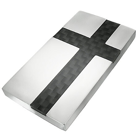 カーボンクロスマネークリップ サージカルステンレス316L 十字架 ロザリオ 財布 アクセサリー お金をはさむ コンパクト 小さい 男性 プレゼント 彼氏 父の日 ギフト stm00-00-0001