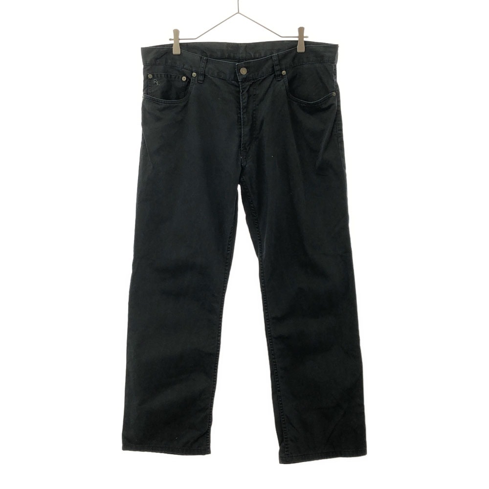 650 ロゴ刺繍 ストレート コットンパンツ 36/34 ブラック メンズ