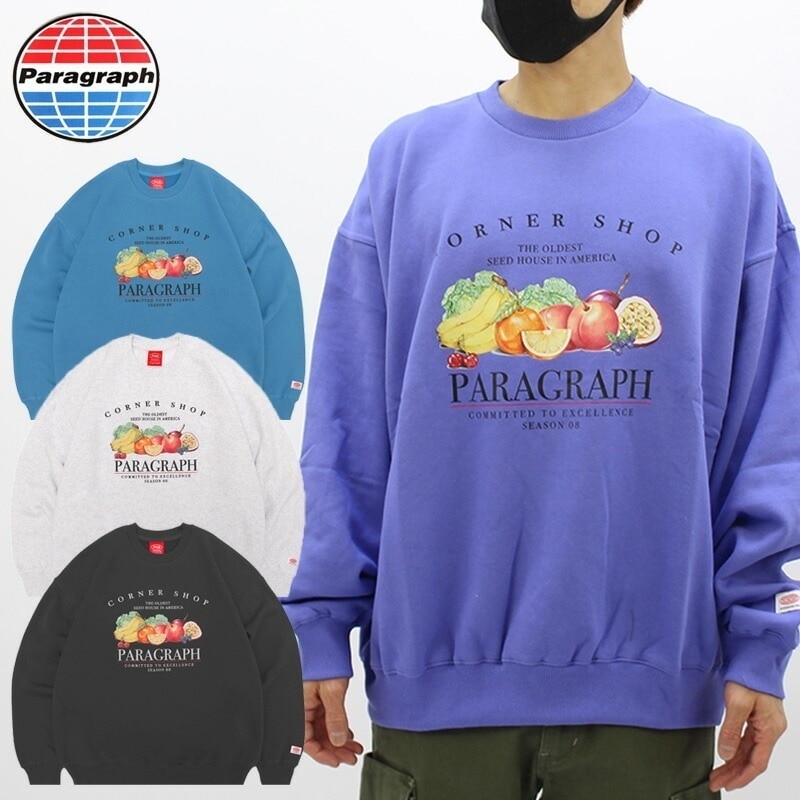 パラグラフ FRUIT LOGO CREW SWEAT NO.08-028 フルーツ ロゴ クルー スウェット トレーナー メンズ レディース カットソー