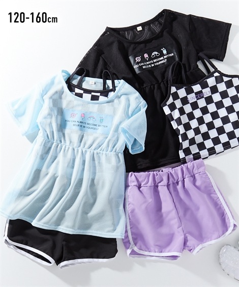 ワンピース水着 セパレート水着（メッシュカバーアップ付）（女の子　水着）