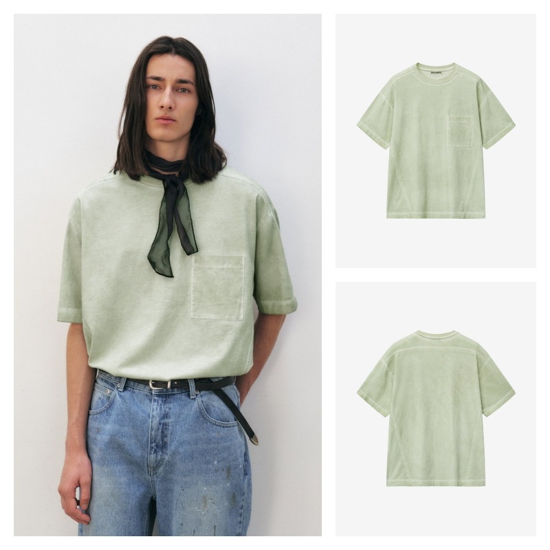 INSILENCE】 LUNA WASHID POCKET T-SHIRT : LIME BEIGE Tシャツ