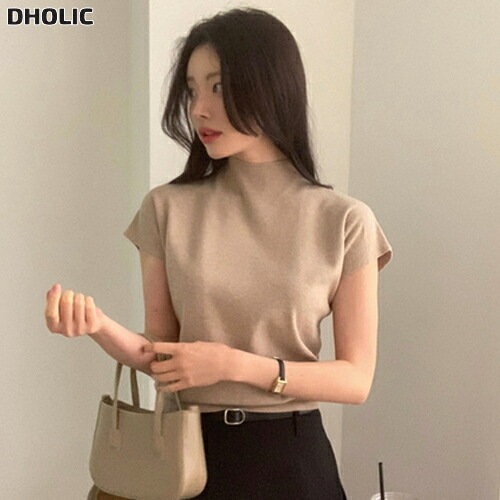 ハーフネックラグランスリムルーズ半袖ニット・1954229