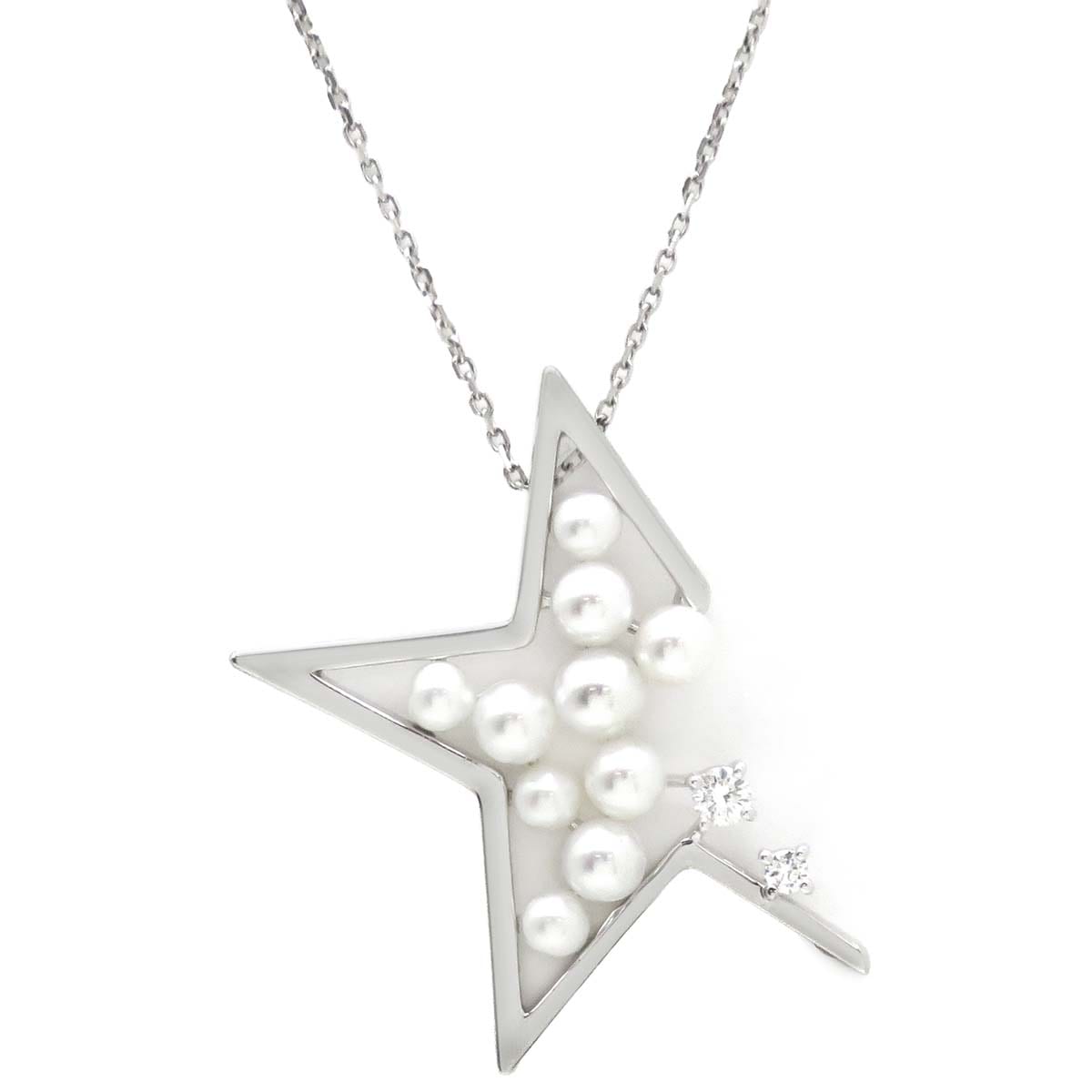 TASAKI TASAKI ネックレス アブストラクト スター ルーチェ K18WG パール ダイヤモンド パールホワイト×ホワイトゴールド 新品同様 750 WG ホワイトゴールド 星 パール ダイ