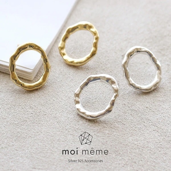 ピアス silver925 金属アレルギー対応 変形 オーバル 平打ち ニッケルフリー ミニ