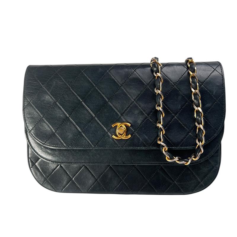CHANEL シャネル マトラッセ ココマーク ラムスキン ショルダーバッグ ブラック A-13108