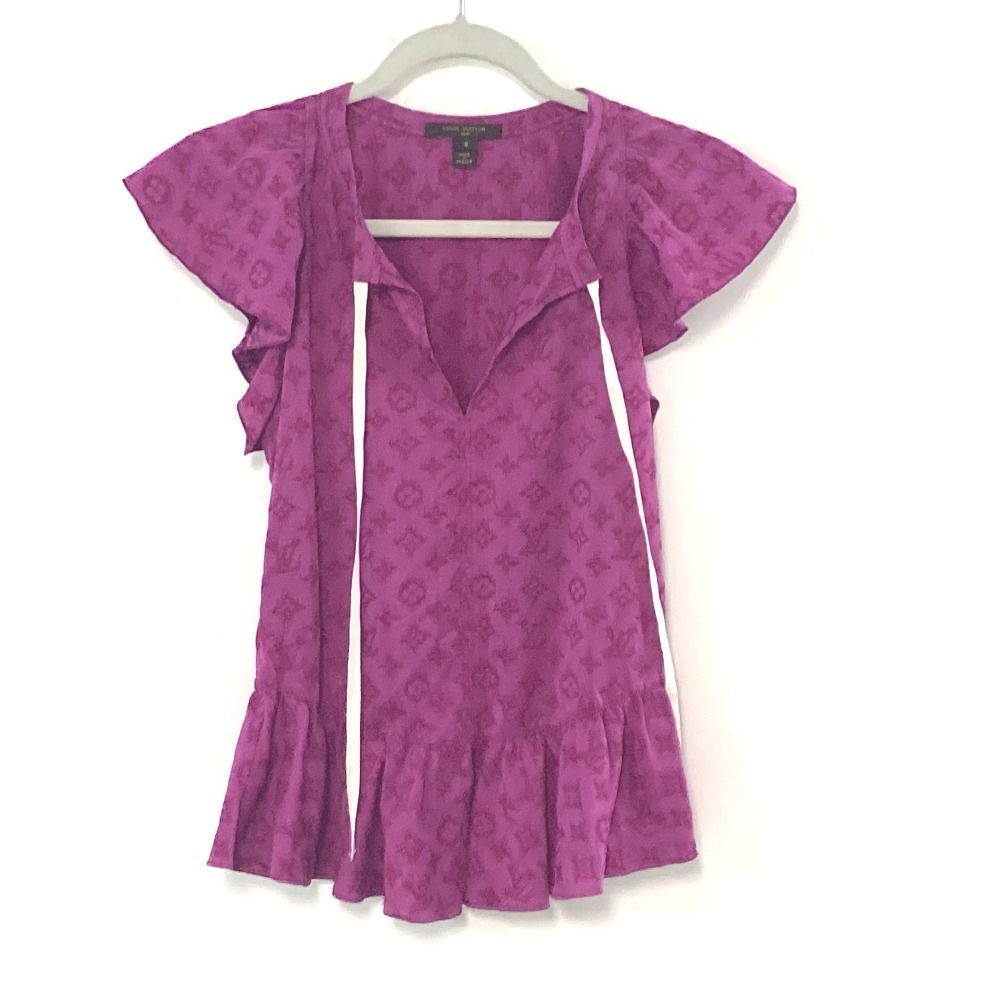 半袖Ｔシャツ トップス モノグラム フリル アパレル カットソー コットン ブルー